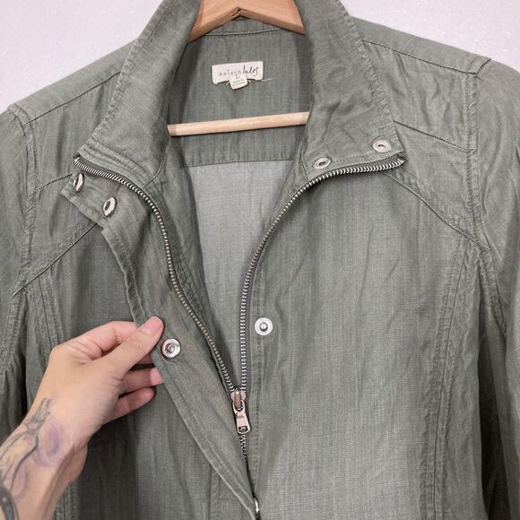 Maison Jules Jacket Womens Large Green Utility Anorak Lyocell Drawstring Pockets - Picture 7 of 16